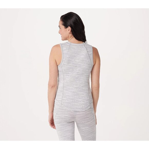Zuda Space Dye Knit Tank with Seaming Detail Womens S Gray White Athleisure NEW - Picture 2 of 7
